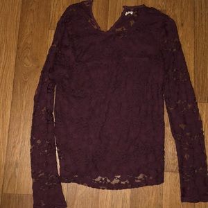 Cute lace burgundy top from Hollister!